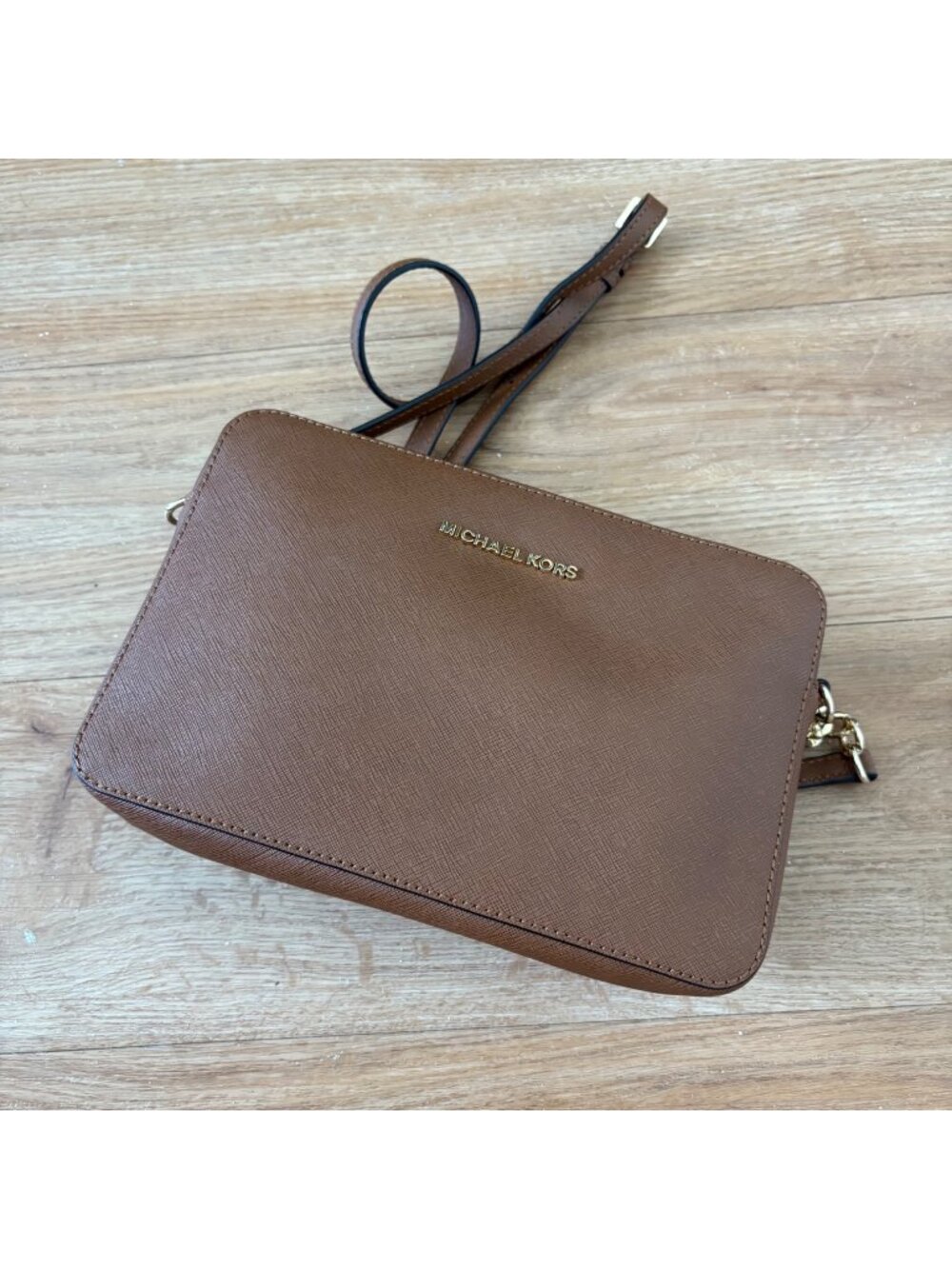 Michael Kors Jet Set East West Crossbody Purse Brown Saffiano Leather